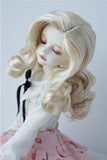 JD343 7-8inch 18-20CM synthetic mohair hand push retro Lady Doll wigs 1/4 MSD porcelain BJD doll hair (Blond)