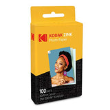 Kodak 2"x3" Premium Zink Photo Paper (100 Sheets) & Step Wireless Mobile Photo Mini Printer (White) Compatible w/ iOS & Android, NFC & Bluetooth Devices