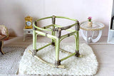 Miniature Hanging Cradle, Dollhouse Furniture Wicker Bed. Swinging Rattan Stand