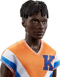 Ken Doll, Kids Toys, Barbie Fashionistas, Twisted Black Hair and Sporty Orange Jersey, Clothes and Accessories, Gifts for Children