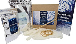 Indigo Tie Dye Kit, Shibori Natural Non Toxic Low Odor Dye Kit. Craft Gift. GOTS Certified Indigo Dye. Instructions Included for Shibori Natural Tie Dye Method Using Naturally Produced Indigo Dye.