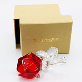 Waltz&F Crystal Rose Flower,Glass Rose Paperweight Figurine Collectible Statue Wedding Table