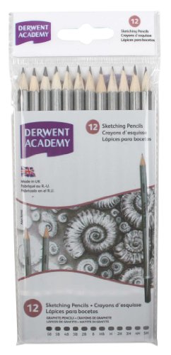 Derwent Academy Graphite Sketching Pencils, Wallet, 12 Count (2300412)