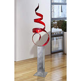 Statements2000 60-inch Large Abstract Metal Sculpture by Jon Allen, Metal Yard Statue - Red Sea Breeze 24 with Silver Base