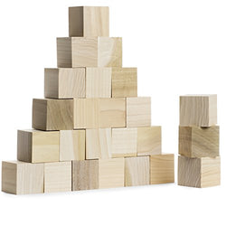 Wood Blocks 1.5 Inches (32 Pack) Made in USA - Unfinished Wooden Blocks for Crafts and Carving,