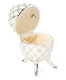 Pearly White Egg Shaped Musical Jewelry Box with Crystallized Swarovski Elements playing Canon by