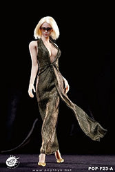 1/6 F23 POPTOYS / Famle Action Figure Dress / Monroe Evening Dress Golden