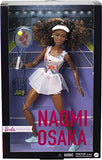 Barbie Role Models Naomi Osaka Doll (11.5-in, Curly Brunette Hair) Posable, Wearing Tennis Dress, Shoes & Visor, with Racket, Gift for Kids & Collectors