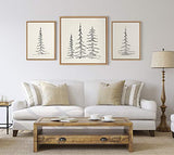 Kate and Laurel Sylvie Minimalist Evergreen Trees Sketch Framed Canvas Wall Art by The Creative Bunch Studio, 30x30 Natural, Chic Modern Art for Wall