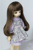 Wigs Only JD319 6-7inch 16-18CM 1/6 YOSD Wigs Synthetic Mohair Long Slight Curly BJD Hair (Medium Brown)