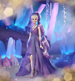 Barbie Crystal Fantasy Collection Amethyst Doll (13-in, Platinum Hair) with Genuine Amethyst Stone Necklace, Wearing Gown and Accessories, Gift for Collectors