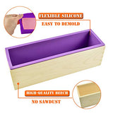 Artcome Loaf Soap Making Cutting Mold Kit Multi-Function Adjustable Wood Soap Mold Set - Rectangular Silicone Mold Set with Stainless Steel Wavy & Straight Cutter