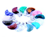 20pcs Small Moon Shape Healing Chakra Beads Crystal Quartz DIY Stone Random Color Gemstone Pendants