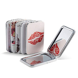 COMPACT MIRROR BULK, Pocket Size PU Mirrors All in Different Embossed Patterns, Pack of 6 (ANIMAL
