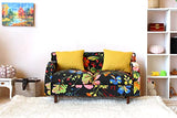 Miniature floral sofa 1:6 scale dollhouse furniture. Bright colorful couch BJD