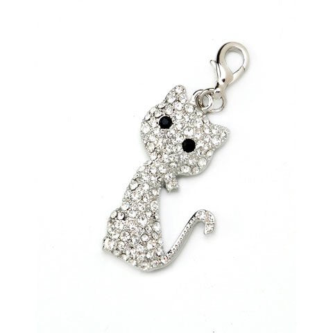 Bulk Buy: Darice DIY Crafts Mix and Mingle Charm with Lobster Clasp Solid Rhinestone Cat (3-Pack)