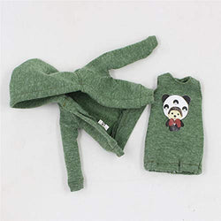 Original Doll Clothes Outfit, Hooded Coat + Sleeves Sweater, Doll Dress Up for 1/6 12inch Doll or ICY Doll- Fortune Days (Green)