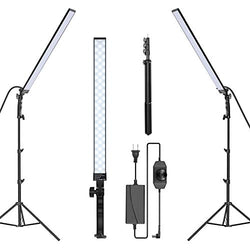 Neewer 2-Pack Photography Lighting LED Video Light Stick Kit Dimmable 5500K with 79-inch Light Stand for Photographic Video Fill Light/Live Streaming/Video Conferencing/Zoom Calls/Live Streaming