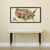 Empire Art Direct American Map Dimensional Collage Handmade by Alex Zeng Framed Graphic Contemporary Wall Art, 25" x 48" x 1.4", Ready to Hang, Across America