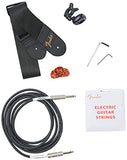 Fender Squier Stratocaster Electric Guitar Beginner Starter Pack, Black, Laurel Fingerboard, Includes Frontman 10G Guitar Amplifier, Padded Gig Bag, Cable, Strap and More