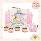 Story Magic Tea Party Playset by Horizon Group USA,Unicorn Tea Set,Pretend Play Activity,On The Go Play,Unicorn Storage Carry Case,Includes Tea Pot,Tea Cups,Plates & Saucers, Perfect for Ages 4+