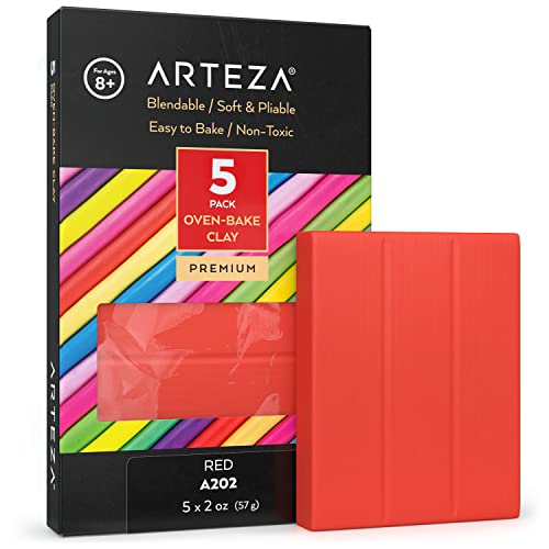 Arteza Polymer Clay, 10 oz Pack, 284-g, Red A202, Soft Oven-Bake Clay, Art Supplies for Crafts and Jewelry Making