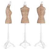 Female Dress Form Mannequin Torso with Adjustable Tripod Stand Mannequin Body for Clothing Display, Yellow Flower
