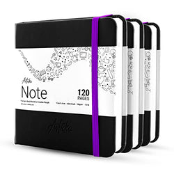 Articka Note Hardcover Sketchbook – Square Hardbound Sketch Journal – 4.5x4.5 Inch Art Book – 120 Pages with Elastic Closure – 180GSM Ultra Smooth Paper – Ideal for Pencils, Charcoal, Pen - 3 Pack