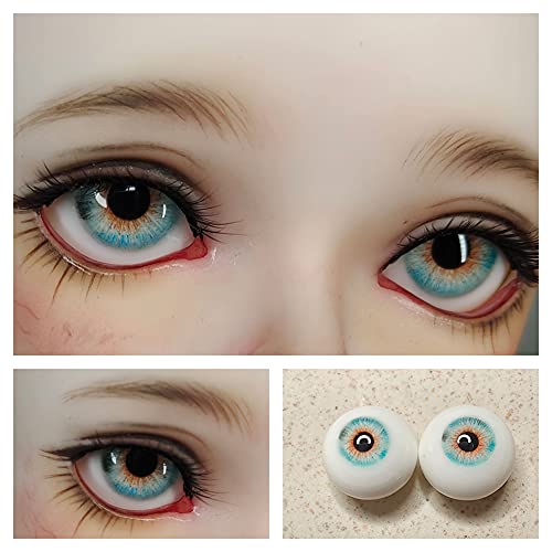 JSBVM Mini Resin BJD Eyes Dolls 3D Fashion Eyeballs Doll Accessories 12/14/16/18mm Cartoon Colorful Simulation Eyes for Dolls 2 PCS