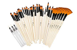 30 Acrylic Artist Paint Brushes Professional Set & 3 Watercolor brush set Pen -Assorted Small & Large Gouache Art Paint brush kit case - Oil Painting Brushes -Water Color Paintbrush set for kids craft