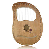 Flying Melody“OW”16-String Wooden Lyre Harp,Mahogany Wood String Instrument with Carry Bag,Tuning Wrench,Cleaning Cloth and backup 16 Strings