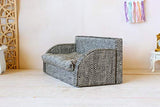 Miniature Furniture Sofa for Dollhouse. Grey Couch Diorama BJD Doll Handmade
