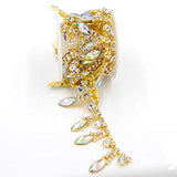 De.De. 1 Yard AB Resin Crystal Applique Rhinestone Bridal Trim Fashion Chain Fringe Embellishment