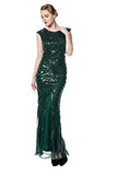 Metme Women's 1920s Vintage Fringed Sequin Long Flapper Gatsby Dress for Party,Green,Large