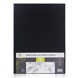 Tavolozza A3 (16.54"x11.69") Heavyweight Hardcover Sketch Book, 96 Pages (102 lb/170gsm), Durable Acid Free Drawing Paper for Painting & Drawing Dry Media