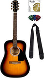 Fender FA-115 Dreadnought Acoustic Guitar - Sunburst Bundle with Hard Case, Tuner, Strings, Strap, and Picks