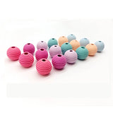 40 Pcs Candy Colors Mixed Wooden Beads Thread Stripe Wood Ball for DIY Craft Jewelry Making Kids