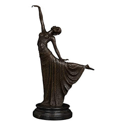 Artylife 16.14" Modern Dancing Girl Bronze Statue Female Dancer Bronze Sculpture Figurine Indoor