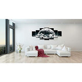 Startonight Huge Canvas Wall Art - Romantic Black and White Moon Large Framed Set of 7 40" x 95"