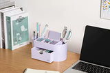 Acrylic Desk Organizer for Office Supplies and Desk Accessories Pen Holder Office Organization Desktop Organizer for Room College Dorm Home School, Light Purple (White Lavender)