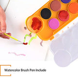 Watercolor Paint Set, 12 Colors Artist Paint Palette Set with Paint Brush, TINOMAR Water Color Palette Tray Kit with Painting Brush for Kids and Beginners (Orange)
