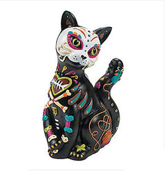 unbrand 12 INCHS Skull CAT Tattoo Statue Skeleton Decor