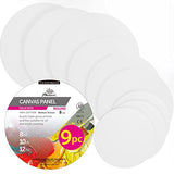PHOENIX Art Round Canvas Painting Boards (9 PCS) - 8 Inch/ 3 Pack, 10 Inch/ 3 Pack, 12 Inch/ 3 Pack Painting Canvas Panel - 100% Cotton Triple Primed for Oil, Acrylic Painting & Crafts