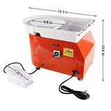 HighFree 350W 25CM Electric Pottery Wheel Machine DIY Clay Tool with Foot Pedals and Detachable Washable Basin with Clay Sculpting Tools (Orange)