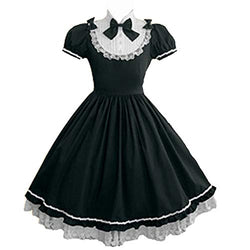Women Girls Classic Princess Lolita Dress Halloween Cosplay Maid Dresses Anime Party Costumes M Black