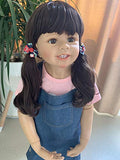39inch Reborn Toddler Dolls,Huge Baby Full Body Hard Vinyl Smile Girl Realistic Anatomically Correct+ Long Hair Age 2 Dress High Qualtity Model Collectible