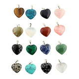 20pcs Heart Shape Healing Crystal Stone Chakra Quartz DIY Stone Random Color Gemstone Pendants