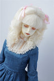 JD187 8-9inch 21-23cm Long Curly Princess Mohair BJD Wigs 1/3 SD Doll Accessories (Ivory White)