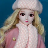 Proudoll 1/3 BJD Doll 60cm 24Inches Ball Jointed SD Dolls Move Joints Action Figures Fashion Girl Frances Beret Wig Scarf Jacket Pencil Skirt Long-Sleeve Shirt Handbag High Heel