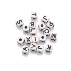 Darice & Catan Floral DAR0791.26 Bead 5 mm., Alpha Cube White & Black Letters - 104 Pieces, Pack of